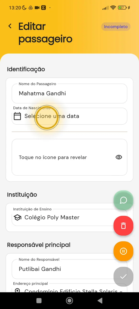 Campo Data de Nascimento no formulário de edição