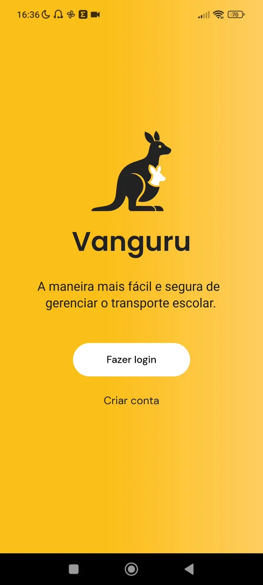 Tela de boas-vindas do Vanguru com a opção Criar conta
