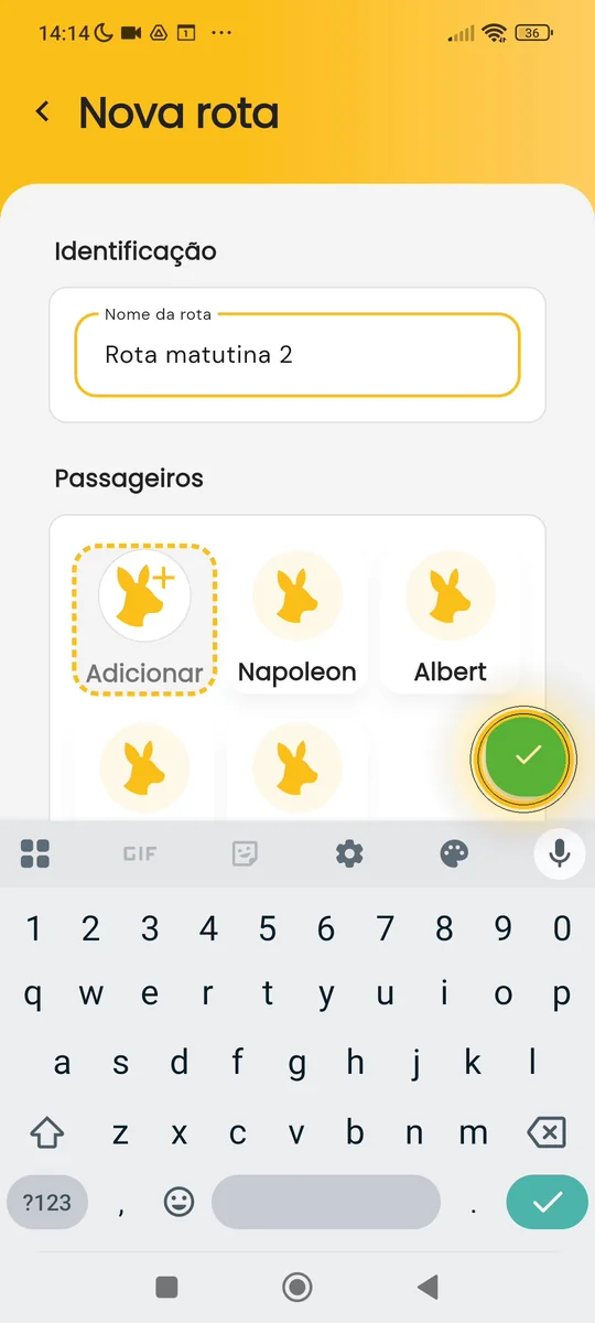 Rota com vários passageiros pronta para salvar