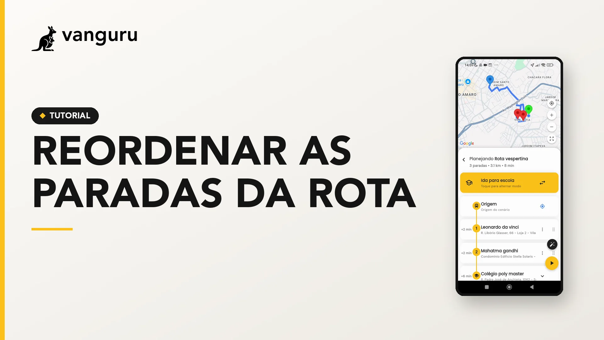 Reordenar as paradas da rota